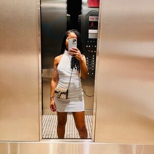 Fashion Nova White Halter Ruched Midi Dress - Women